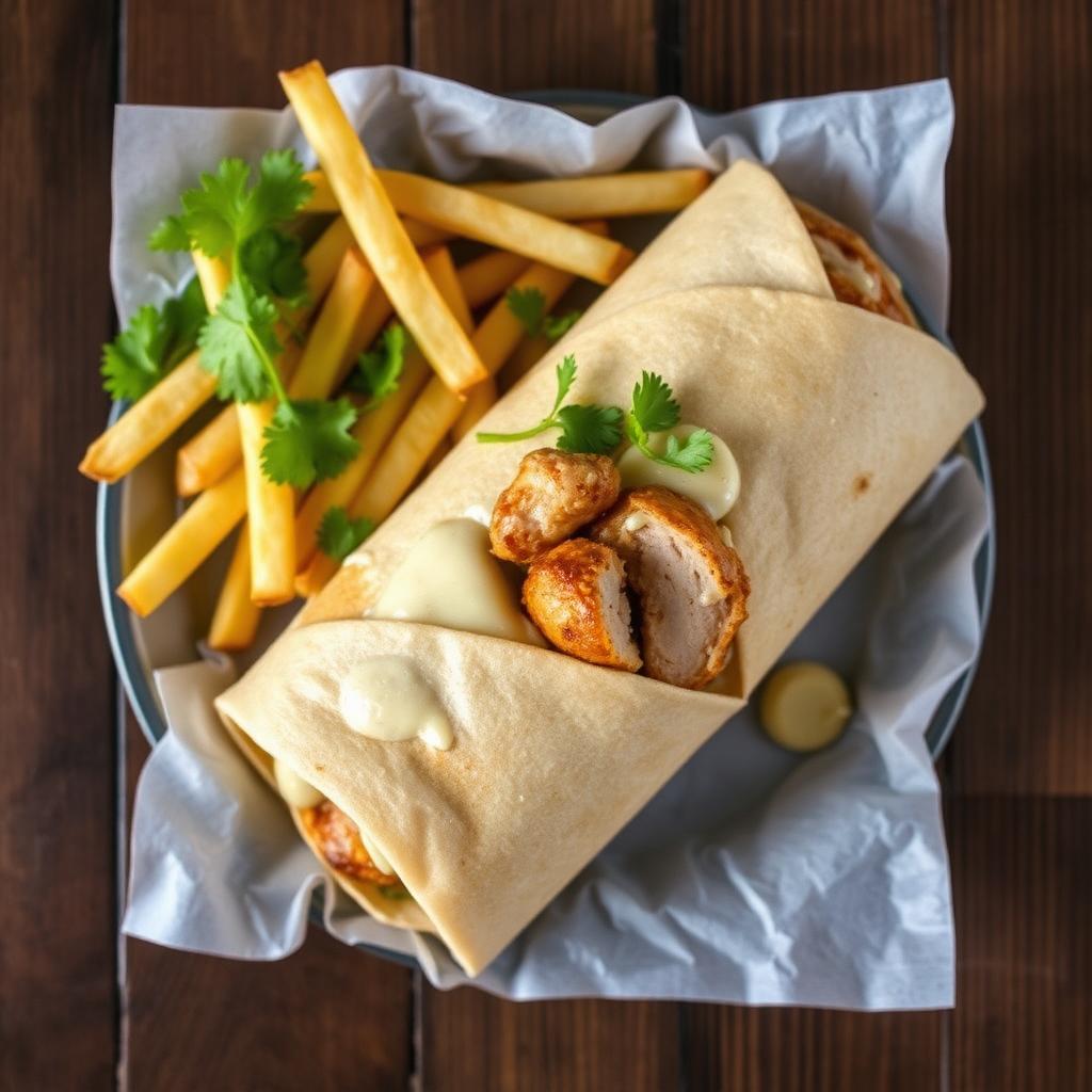 رول شاورما + بطاطا